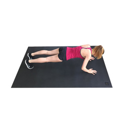 The Barracuda Mat is the perfect way to do plyometrics and strength training at home- you can wear your shoes & it won't tear it up, and it's larger than the avg yoga mat!