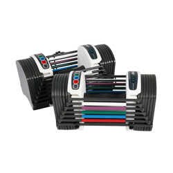 Powerblock Adjustable Dumbbells are great space savers & strength builders! These go up to 24 pounds