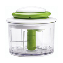This is my favorite, easy way to chop veggies. It’s much easier to get them the size you want by using this chopper-- food processors chop them too small too fast. It’s easy to clean and good for the environment, too!
