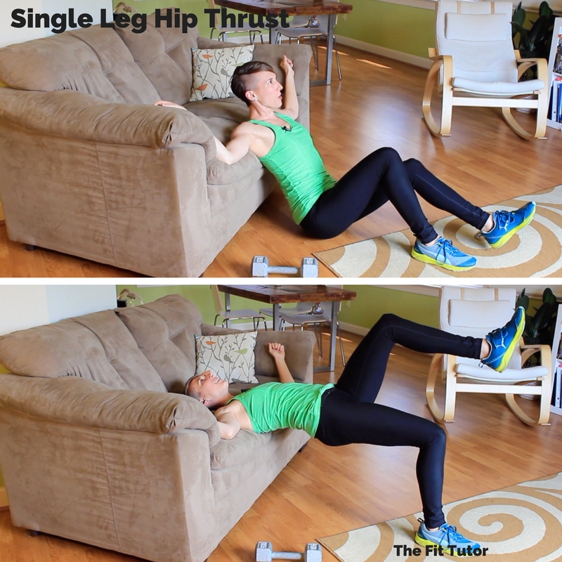 single leg hip thrusts are great exercises for runners to help correct muscle imbalances! Strength Exercises for runners