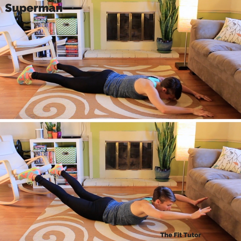 the superman exercise is a great exercise for runners to help strengthen posture muscles and improve endurance! Strength Exercises for runners
