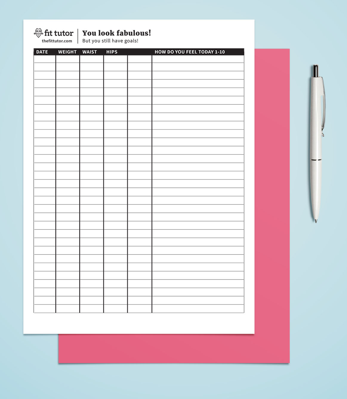 Free Printable Weight Loss Tracker Chart