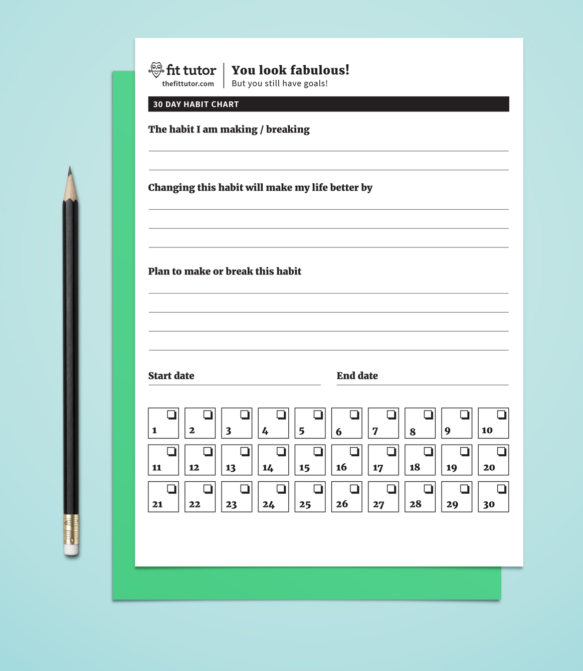 Weight loss charts 30 day habit chart