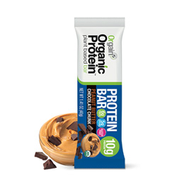 these orgain protein bars have minimal sugar and 10 g of protein! they're yummy and are organic!
