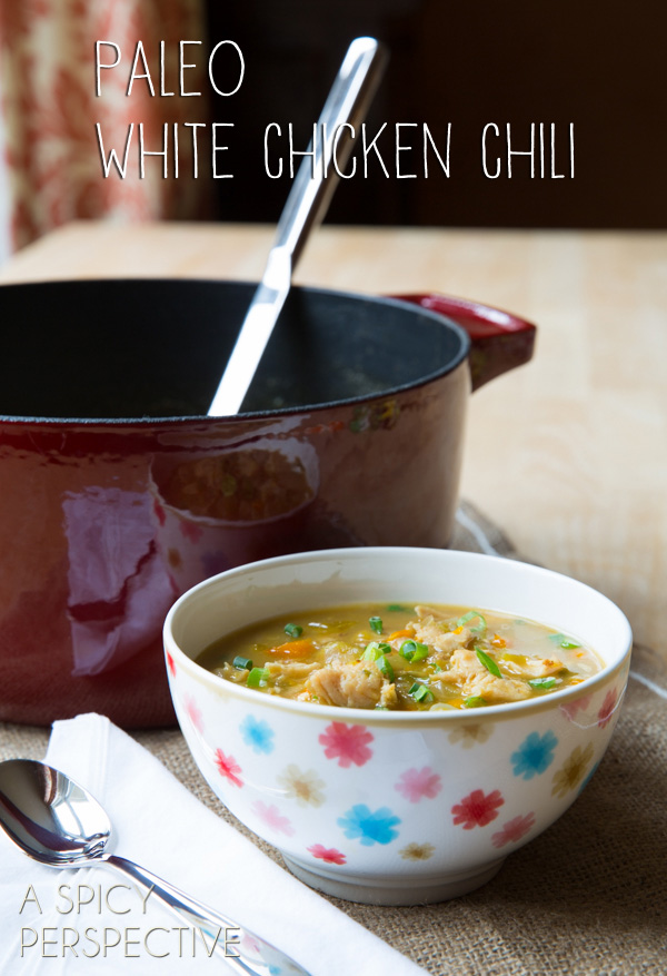 this white chicken chili recipe is one of my go-tos for healthy soups during the fall and winter! click the photo to see A Spicy Perspective's recipe and website! 