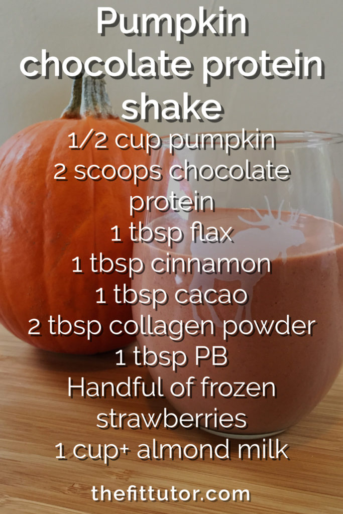 this pumpkin chocolate protein shake is everything you want this fall